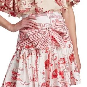 Farm Rio Red White City Scape Mini-Skirt